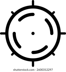 Minimalist vector icon depicting a target with crosshairs, conveying themes of focus, aiming, precision, and the pursuit of achieving personal and professional goals