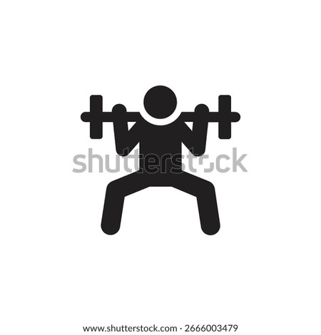 Minimalist vector icon depicting a weightlifter lifting a barbell