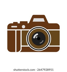 Minimalist vector icon of a digital camera, flat design, modern photography concept, isolated on white