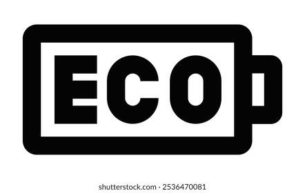 Minimalist vector icon of an eco-friendly battery, great for sustainability, energy, and environmental themes. Editable stroke