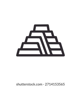 Ein minimalistisches Vektorsymbol mit einem abgestuften oder gestuften Pyramidendesign mit einem klaren Aufstiegspfad, der die Fortschrittshierarchie oder -entwicklung darstellt