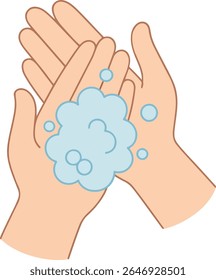 Minimalist vector icon of hands being washed with soap and bubbles. Perfect for public health awareness, hygiene education, eco-wellness brands, and corporate cleanliness campaigns.