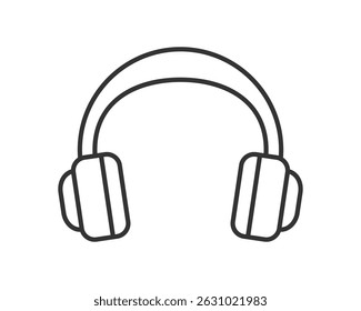 Minimalist vector icon of headphones. Simple outline style ideal for apps, websites, or print. Represents music, audio, listening, podcasting, and entertainment.