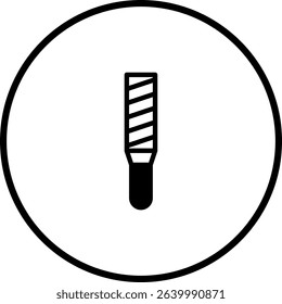 Minimalist vector icon illustration of a black rasp tool within a circular border