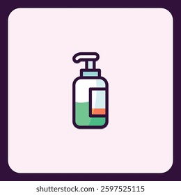 Minimalist vector icon illustration of liquid soap dispenser for hygiene