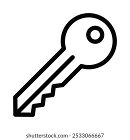 Icono de Vector minimalista de una llave, perfecto para seguridad, acceso o diseños relacionados con bienes raíces. Trazo editable.