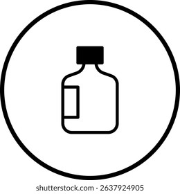 Minimalist vector icon of a medicine bottle in a circle, healthcare and wellness