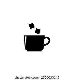 Minimalist vector icon of a modern coffee cup with sugar cubes.