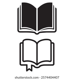 Minimalist vector icon of an open book with clean lines, perfect for educational, reading, or literary-themed designs