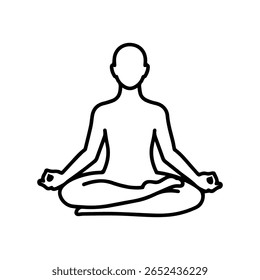 Minimalist Vector Icon of a Person Meditating in Lotus Position for Wellness, Yoga, and Mindfulness Concepts