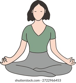 Un ícono de Vector minimalista de una persona practicando yoga en una pose de meditación sentada. Diseñado con colores suaves y calmantes para representar el amor propio, la atención plena y la salud mental. Ilustración de alta calidad para App del bienestar, Sitios web y diarios