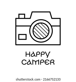 Minimalist vector icon of photo camera on white background
