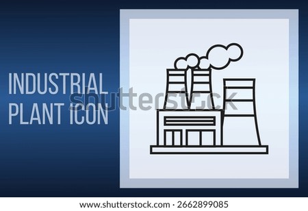 A minimalist vector icon representing an industrial plant with smokestacks emitting fumes.