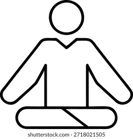Un ícono de Vector minimalista que representa a una persona meditando en una pose de loto, simbolizando el zen, la paz y la atención plena. Ideal para Sitios web, App, redes sociales y contenido de bienestar que promueva la calma y la relajación.