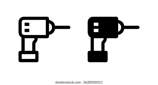 Un conjunto de íconos de Vector minimalista que muestra taladros, perfecto para la construcción y los diseños de bricolaje.