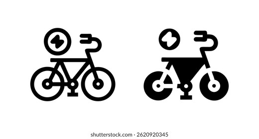 A minimalist vector icon set showcasing electric bikes, perfect for eco friendly and transportation designs.