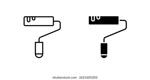 A minimalist vector icon set showcasing paint rollers, perfect for home improvement and DIY designs.
