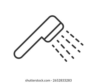 Minimalist vector icon of a shower head with water flowing. Symbol of cleanliness, hygiene, and relaxation. Useful for apps, websites, and informational designs.