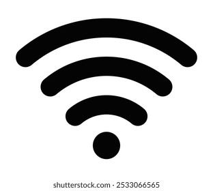 Minimalistisches Vektorsymbol, das ein Wi-Fi-Signal anzeigt, das die Internetverbindung und die drahtlose Kommunikation darstellt. Bearbeitbarer Strich