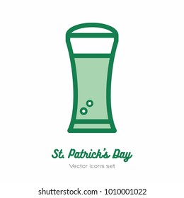 Minimalist vector icon for st. Patrick's day. Flat icon for logo, sign, button. Light clear style for st Patrick's day menu, flyer, poster with beer glass, beer mug. Saint Patrick's festival vector.