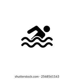 Minimalist vector icon of a swimmer, ideal for sports and fitness applications.