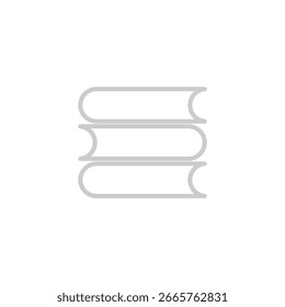 A minimalist vector icon of three horizontally stacked books in a light gray color.