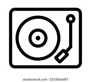 Icono de Vector minimalista de un tocadiscos, perfecto para música, DJ o diseños de temática retro. Trazo editable.