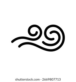 A minimalist vector icon of wind, created with a clean and modern line art style. Perfect for UI design, websites, weather apps, or any project needing a fresh nature element