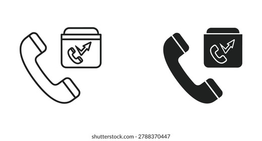Minimalist vector icons showing a classic phone and smartphone with call and VoIP symbols, perfect for communication apps and tech designs.