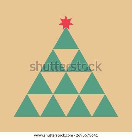Minimalist vector illustration with abstract triangle geometric Christmas