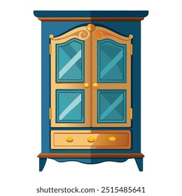 Minimalist Vector Illustration of an Armoire on White Background