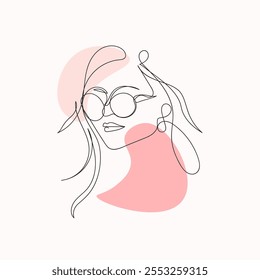 Ilustración vectorial minimalista de cara de mujer hermosa. Línea abstracta moderna.  Diseño de Ilustraciones vectoriales