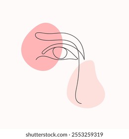 Ilustración vectorial minimalista de cara de mujer hermosa. Línea abstracta moderna.  Diseño de Ilustraciones vectoriales