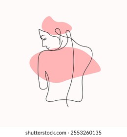 Ilustración vectorial minimalista de la mujer hermosa. Línea abstracta moderna.  Diseño de Ilustraciones vectoriales