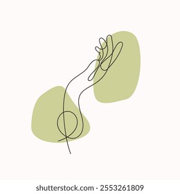 Ilustración vectorial minimalista de la mano de la mujer hermosa. Línea abstracta moderna.  Diseño de Ilustraciones vectoriales