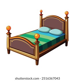 Ilustração de vetor minimalista de um quadro de cama em fundo branco