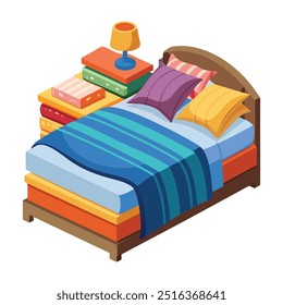 Minimalist Vector Illustration of a Bed linens on White Background