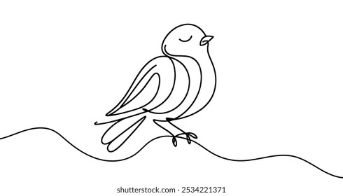 Ilustración vectorial minimalista de un pájaro dibujado con una línea continua