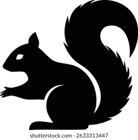 Minimalist Vector Illustration of a Black Squirrel Silhouette Featuring Geometric Lines and Simple Clean Shapes for Modern Graphic Projects
