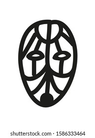 Minimalist vector illustration in black and white. Line drawing depicting ethnic or superhero mask. 