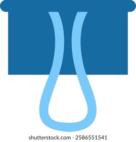 Minimalist vector illustration of a blue paperclip holding sheets of paper together, representing organization, paperwork, and office supplies