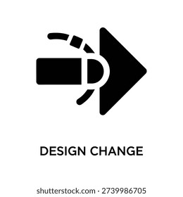 Minimalist vector illustration of a bold black arrow merging with pencil tools, symbolizing design transformation, creativity, and strategic change in business or marketing.
