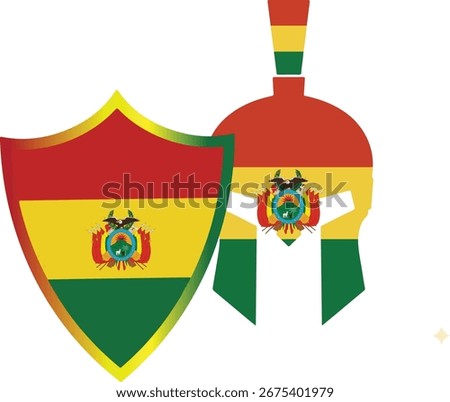 Minimalist vector illustration of Bolivia flag with red, yellow, and green stripes plus national emblem.