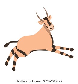 Minimalist vector illustration of a bongo, tragelaphus eurycerus, an herbivorous african forest ungulate, jumping