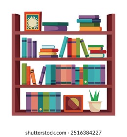 Ilustração minimalista em vetor de uma estante sobre fundo branco