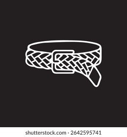 A minimalist vector illustration of a braided belt with a buckle, a fashionable accessory to complete any outfit. Suitable for design elements and style statements.