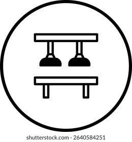 Minimalist vector illustration of a bridge icon in a circular frame simple design
