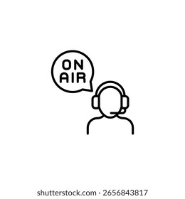 Minimalist Vector Illustration Of Broadcaster On Air With Headphones