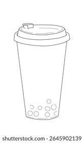 Ilustração vetorial minimalista de uma xícara de chá de bolha. Ícone de bebida fria na moda, perfeito para projetos de verão, marca de café, decoração de menu e conteúdo de estilo de vida.