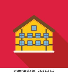 Ilustração vetorial minimalista de uma fachada de edifício, ideal para arquitetura, construção ou temas de imóveis